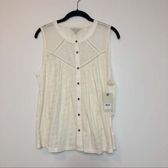Lucky Brand sleeveless cream top size m - Picture 1 of 5